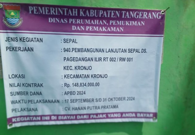 Pekerjaan Proyek SPAL Dinas Perkim di Desa Pagedangan Ilir Diduga Curi Kubikasi