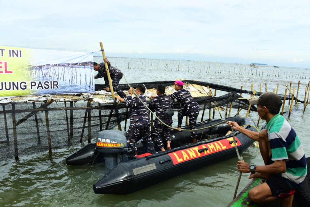 TNI AL Bersama Masyarakat Pesisir Bongkar Pagar Laut Sepanjang 30 Km Di Tangerang 